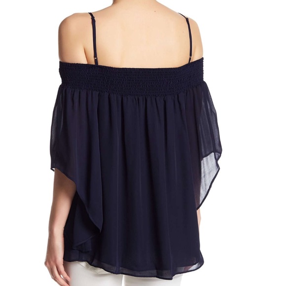 PARKER Smocked Cold Shoulder Flared Blouse - Picture 2 of 6